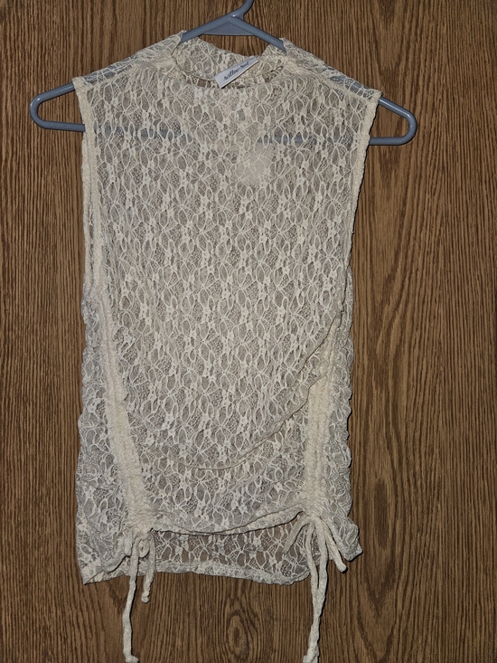 Willow + Root Tops - Sheer Lace Sleeveless Overlay Top in Cream